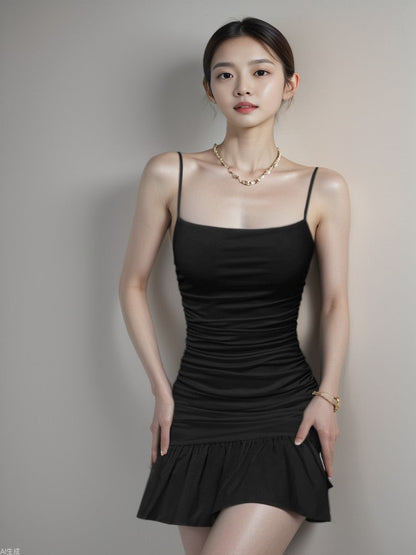 Damen Minikleid Rüschensaum Tailliert Eveloria - Eveloria