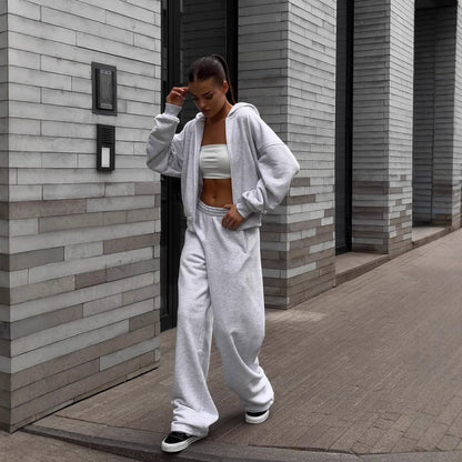 Damen Oversized Kapuzenjacke Jogginghose Set Eveloria