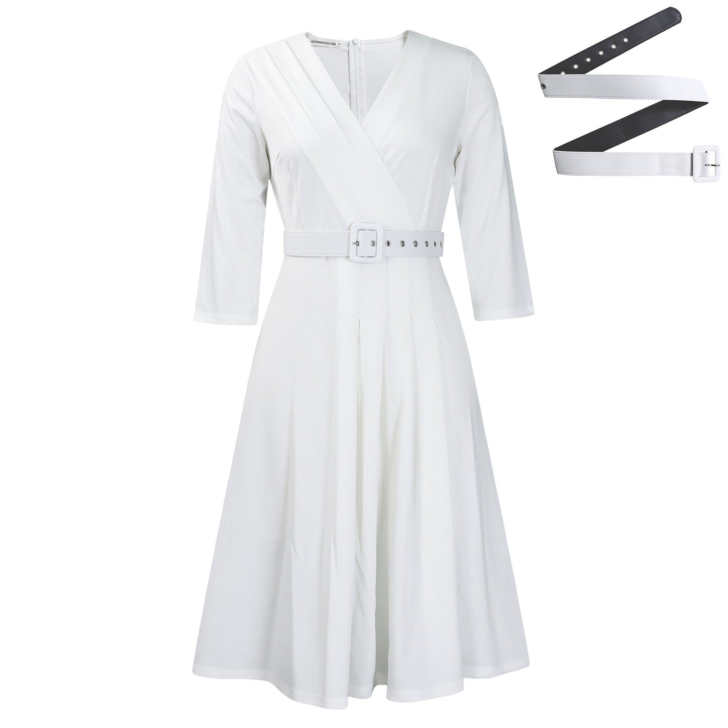 Damen Wickelkleid Elegantes Taillieren V-Ausschnitt Eveloria