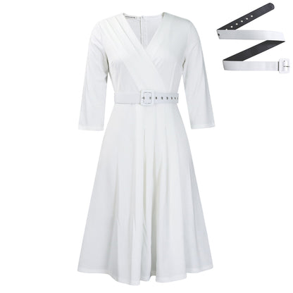 Damen Wickelkleid Elegantes Taillieren V-Ausschnitt Eveloria