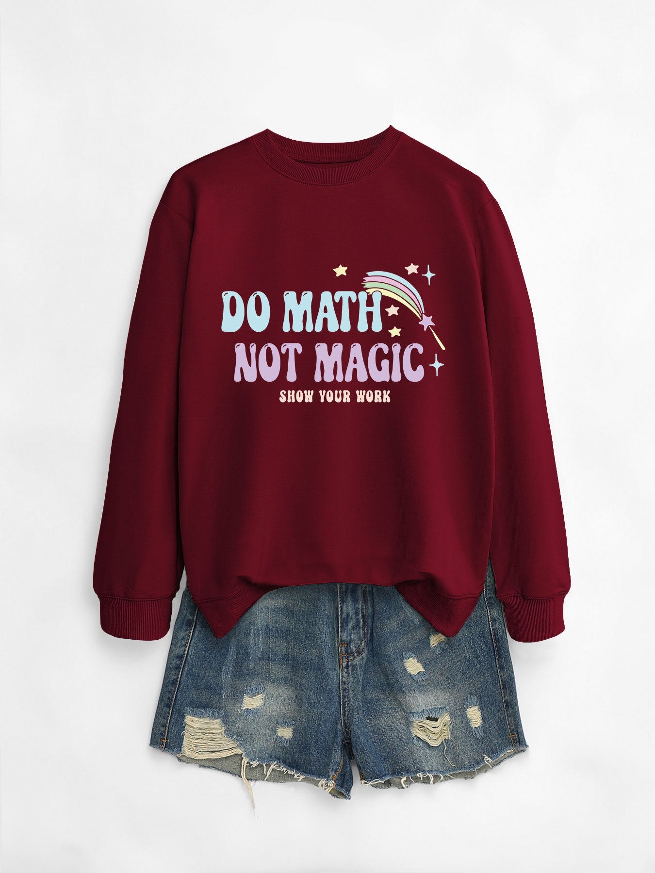 Damen Sweatshirt Mathematik-Motiv Grau Eveloria