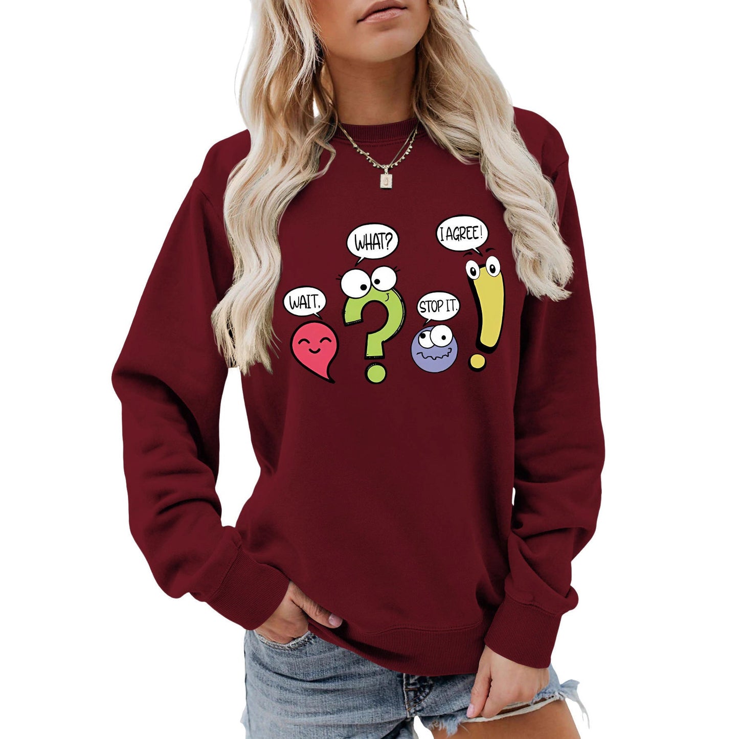 Damen Pullover Lässig Humorvolles Motiv Grau
