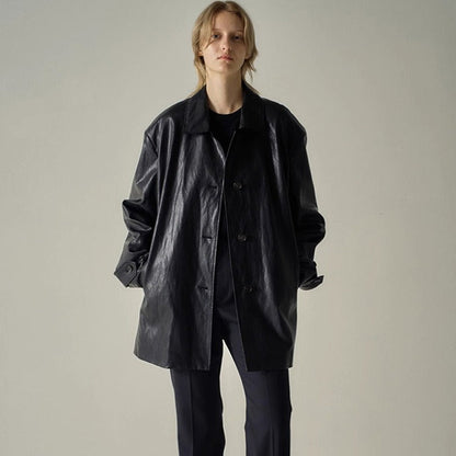 Damen Kunstlederjacke Übergroßer Schnitt Eveloria