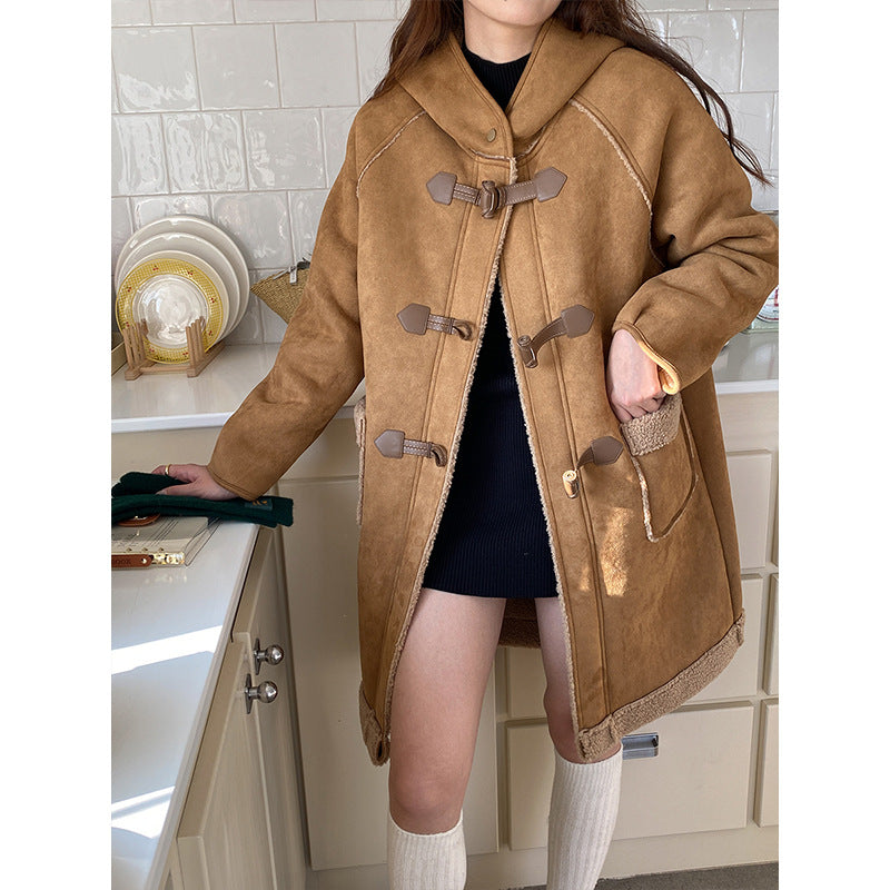 Damen Parka-Jacke mit Druckknopfverschluss Schwarz Eveloria - Eveloria