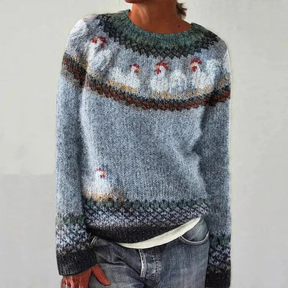Damen Pullover Nordisches Muster Gemütlich Merino
