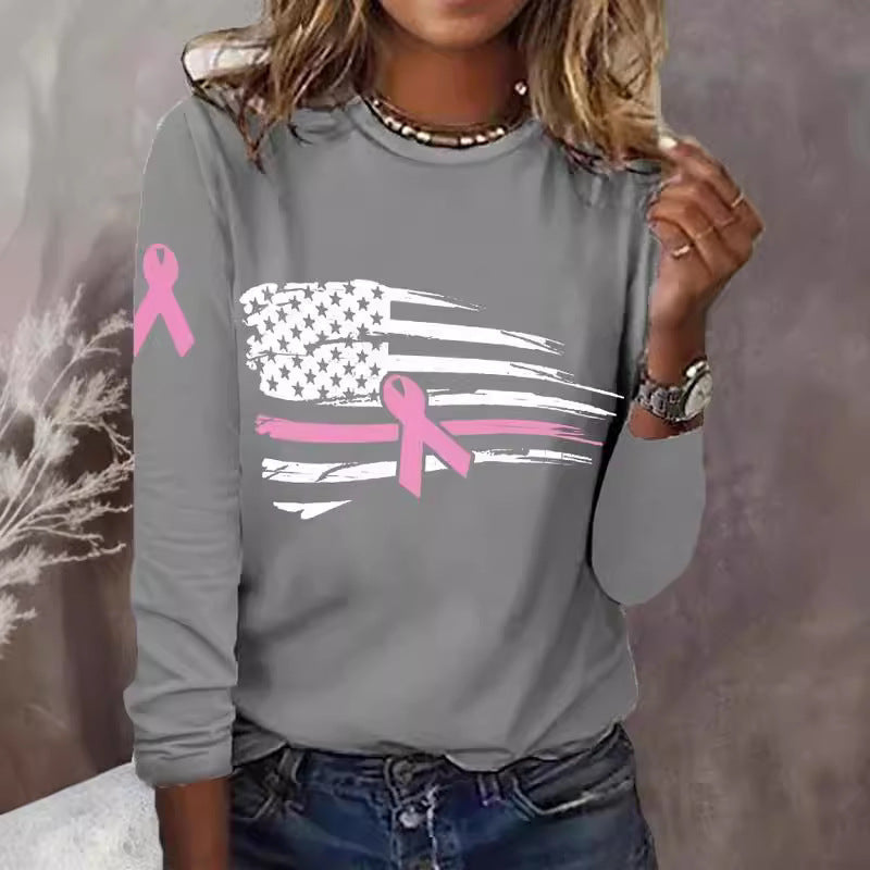 Damen T-Shirt Flaggen-Schleifen-Design Baumwolle Weiß