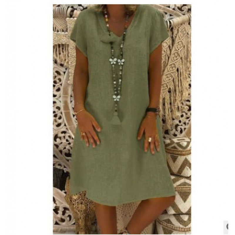 Damen Sommerkleid V-Ausschnitt Asymmetrisch Eveloria