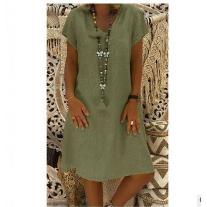 Damen Sommerkleid V-Ausschnitt Asymmetrisch Eveloria