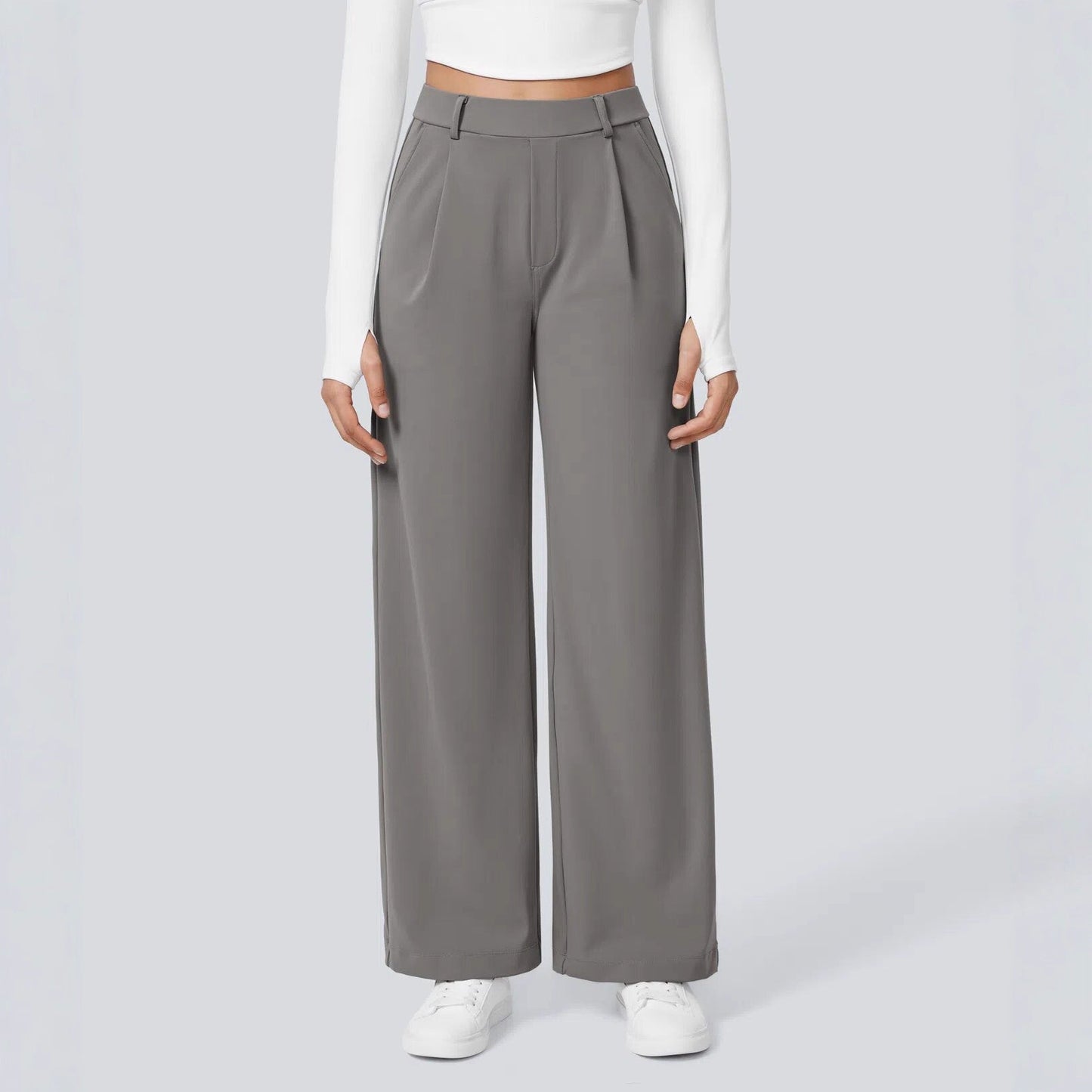 Damen Palazzo-Hose Weit Geschnitten Falten Elegant Eveloria
