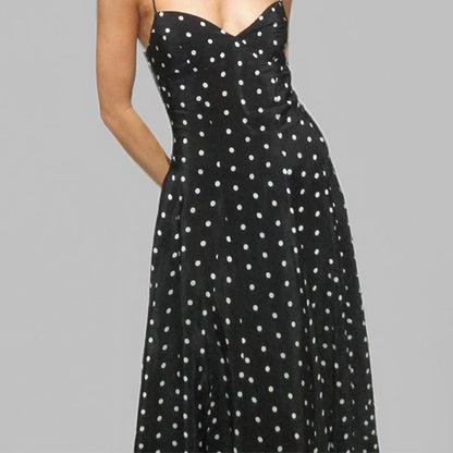 Damen Maxikleid Gepunktet Spaghettiträger