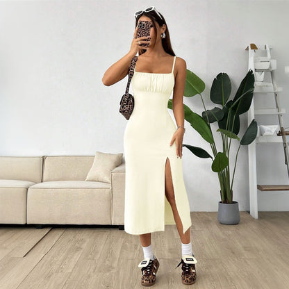 Damen Midi-Kleid Floralmuster Seitenschlitz Eveloria