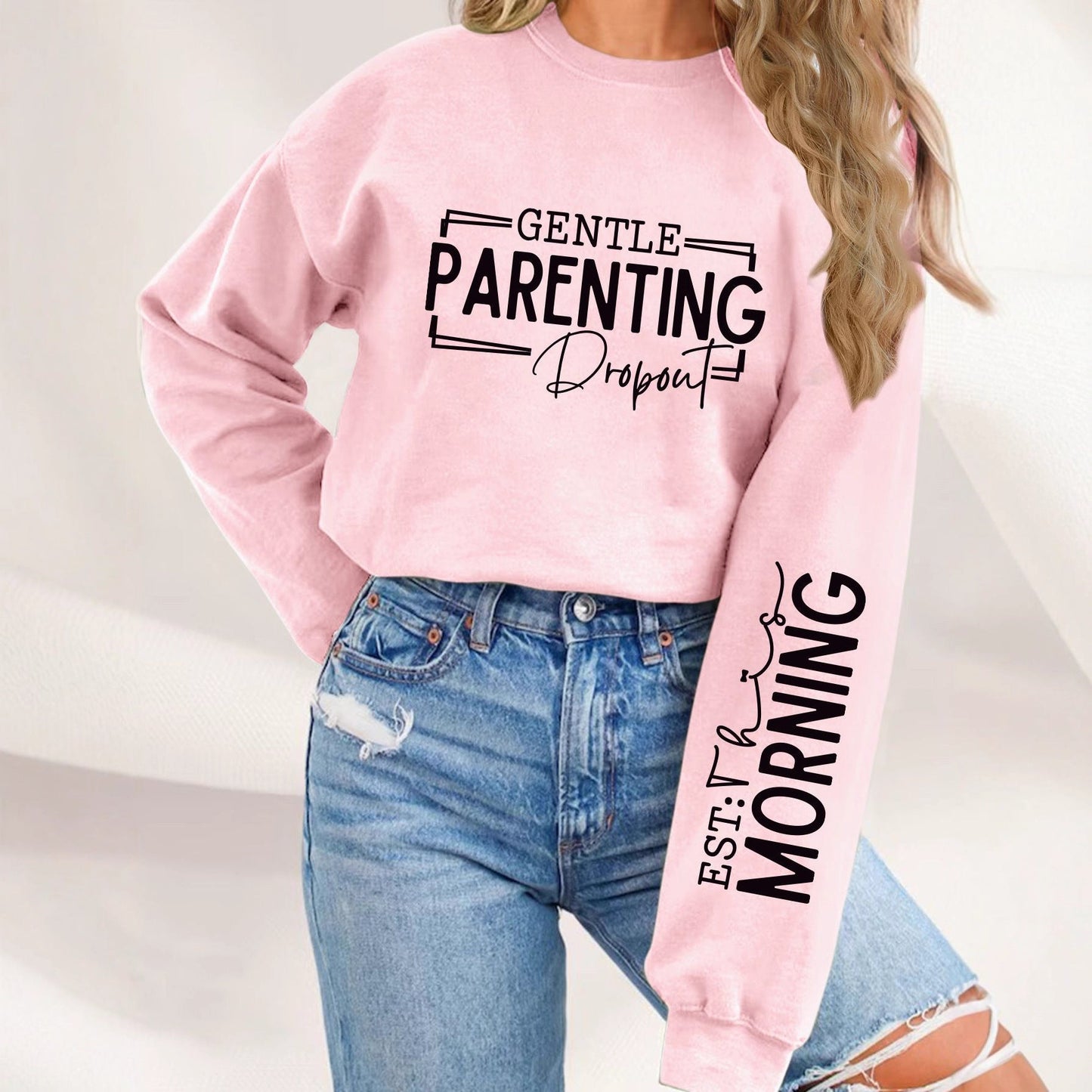 Damen Sweatshirt Elternschaftsmotiv Lässig Grau Eveloria