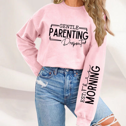 Damen Sweatshirt Elternschaftsmotiv Lässig Grau Eveloria