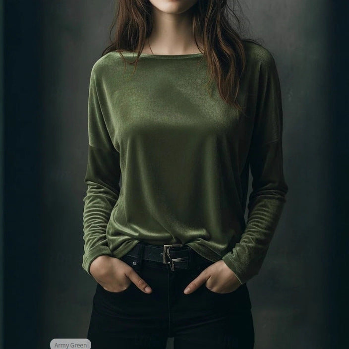 Eveloria Damen Velours-Longsleeve Leicht