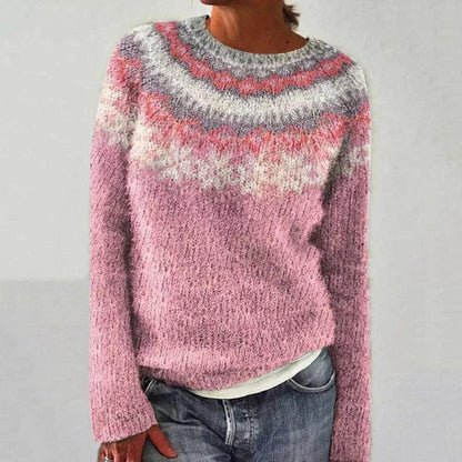 Damen Strickpullover Lebhaftes Muster Komfortabler Schnitt Eveloria