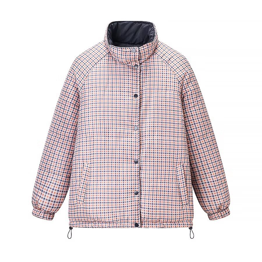 Damen Steppjacke Urbaner Stil Hochkragen Praktische Taschen