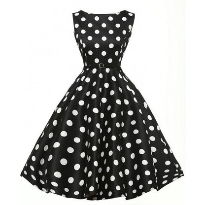 Damen A-Linien Kleid mit Polka-Dots Tailliert