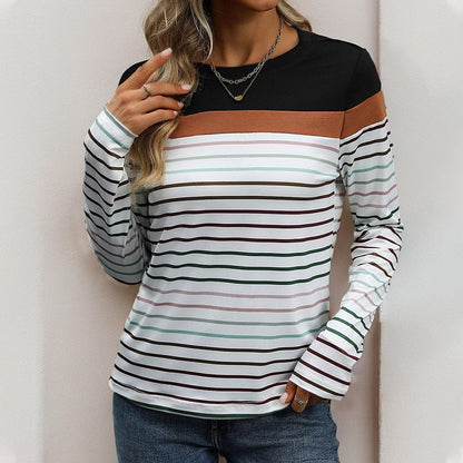 Damen Langarmshirt Streifenmuster Baumwolle Eveloria - Eveloria