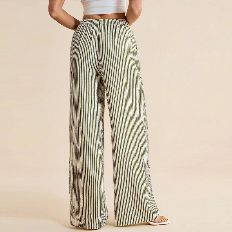 Damen Streifenhose Weit Elastischer Bund Eveloria