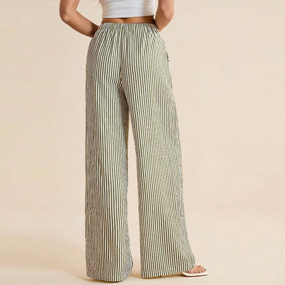 Damen Streifenhose Weit Elastischer Bund Eveloria