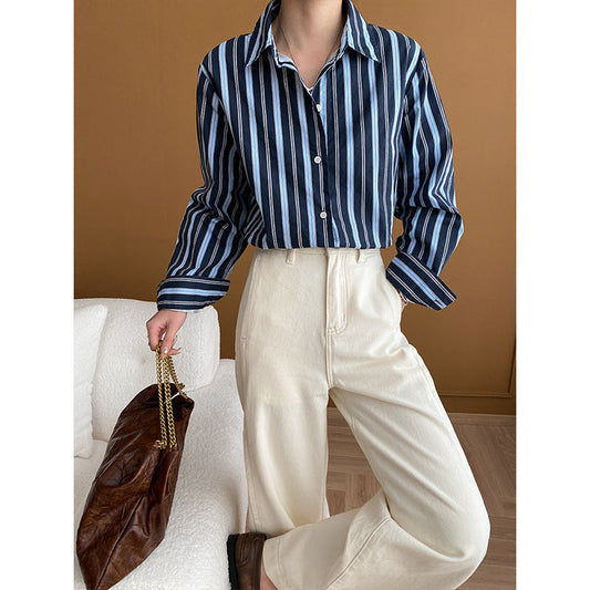 Damen Bluse Gestreift Moderner Schnitt Eveloria - Eveloria