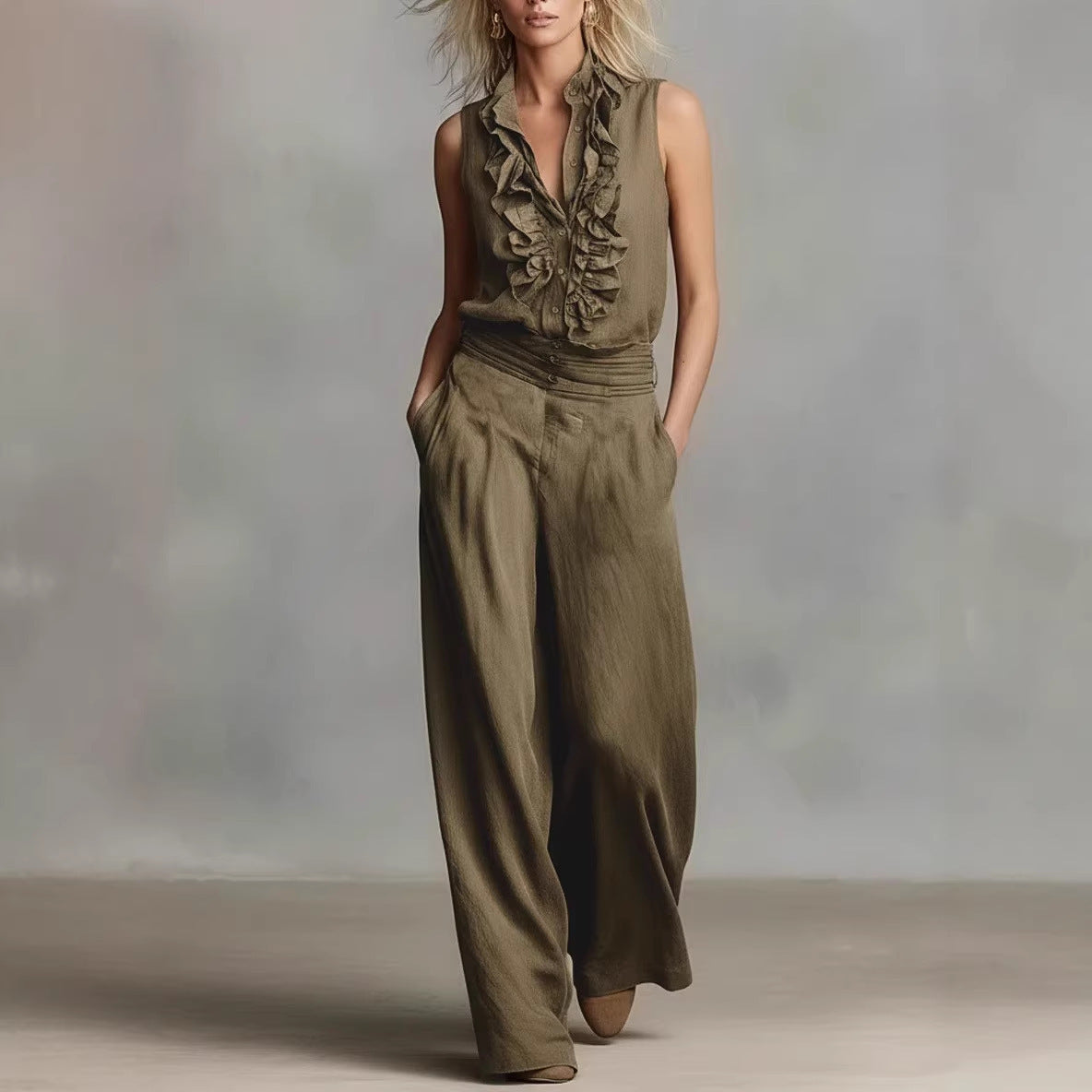 Damen Bluse Rüschen Klassischer Kragen Eveloria - Eveloria