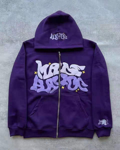 Damen Sportjacke Graffiti-Stil Kapuzenjacke Grau Eveloria