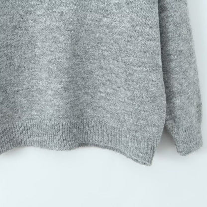 Damen Strickpullover Stehkragen V-Ausschnitt Eveloria