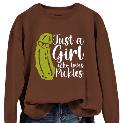 Damen Sweatshirt mit Gurkenmotiv und Lässigem Schnitt
