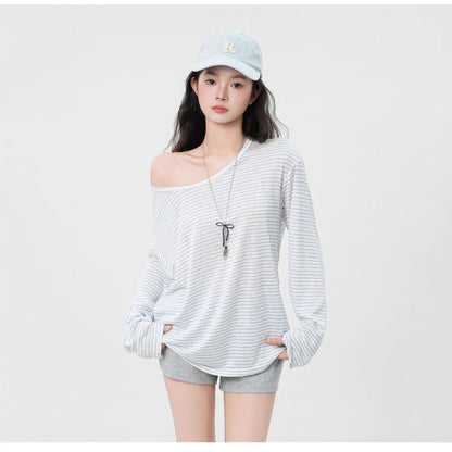 Damen Langarmshirt Asymmetrisch Baumwolle Eveloria
