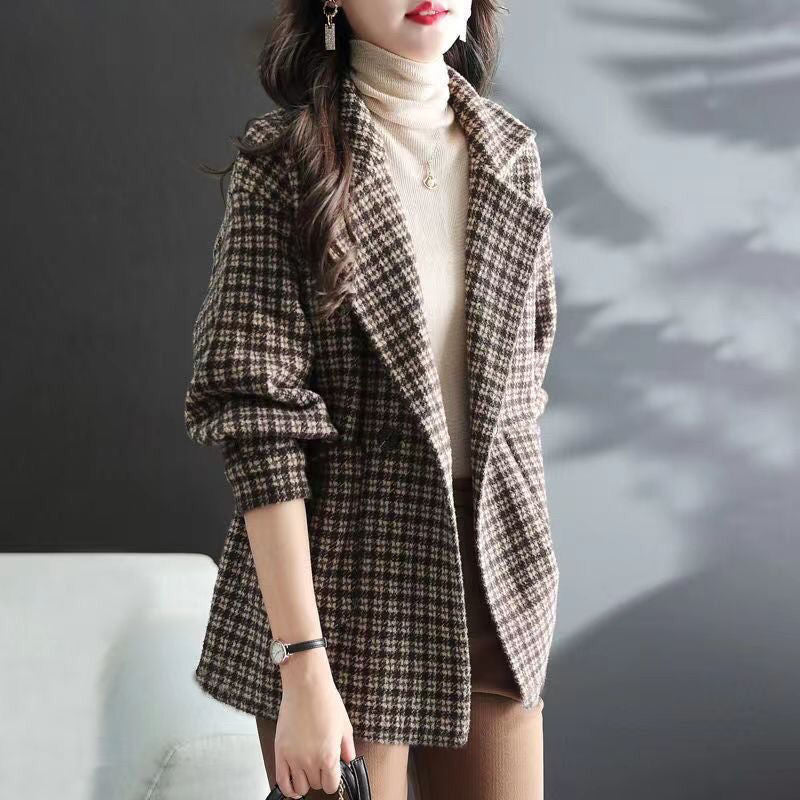 Damen Wolljacke Kariert Eveloria