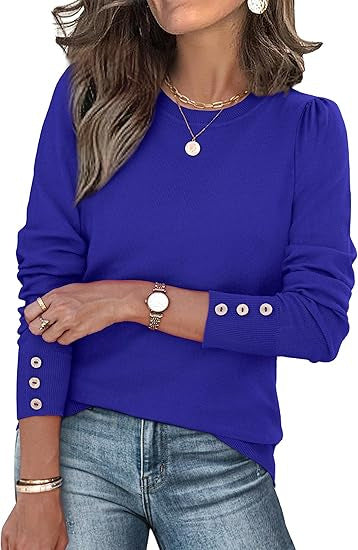 Damen Pullover Lässig Knopfdetails Eveloria
