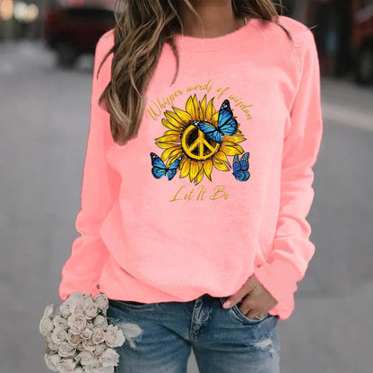 Damen Sweatshirt Sonnenblumen Schmetterling Design Eveloria