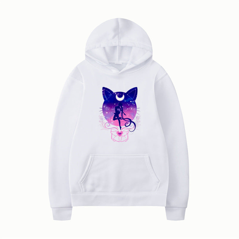 Damen Kapuzenpullover Katzenmotiv Bequem Grau