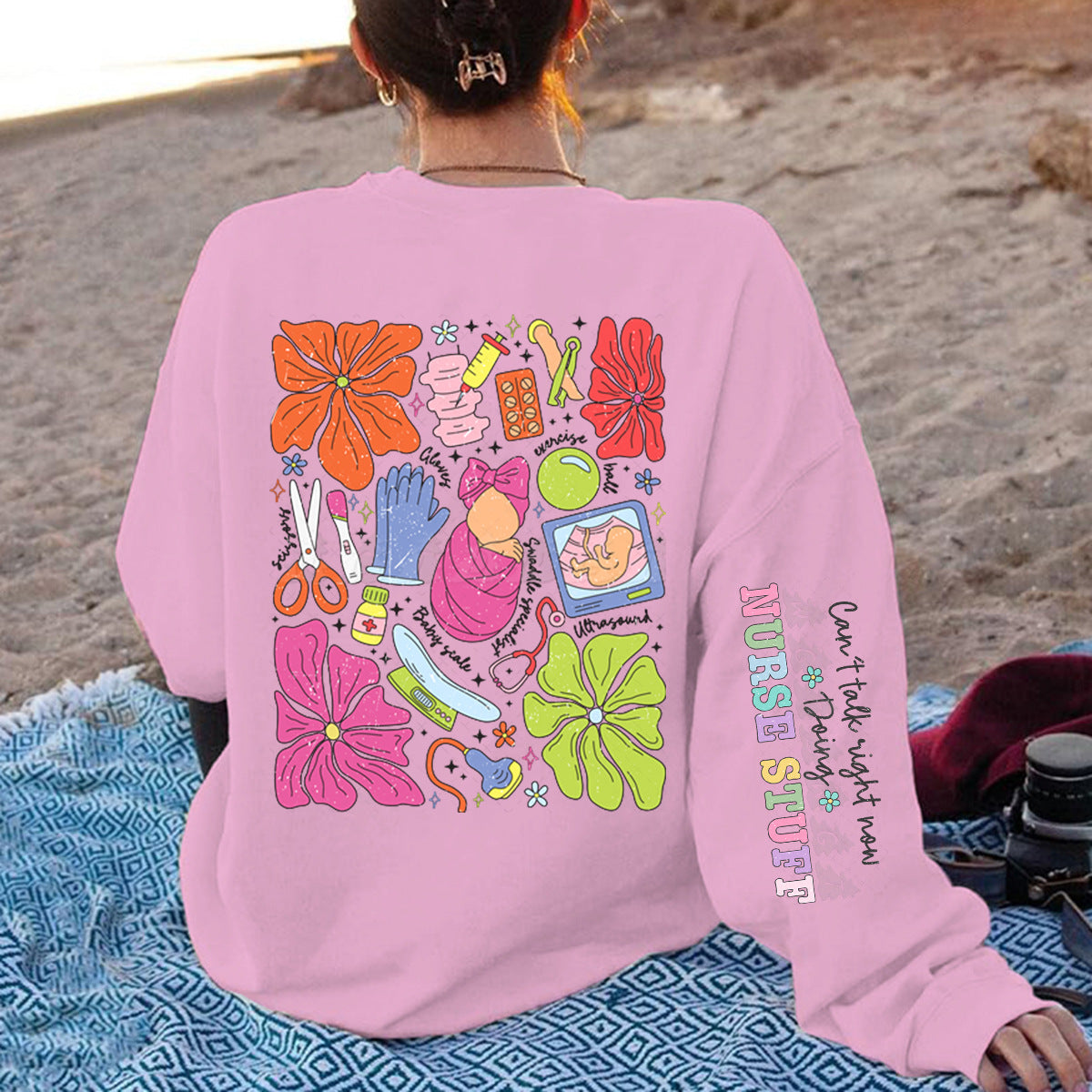 Damen Sweatshirt Bunt Grafikdesign Baumwolle Eveloria
