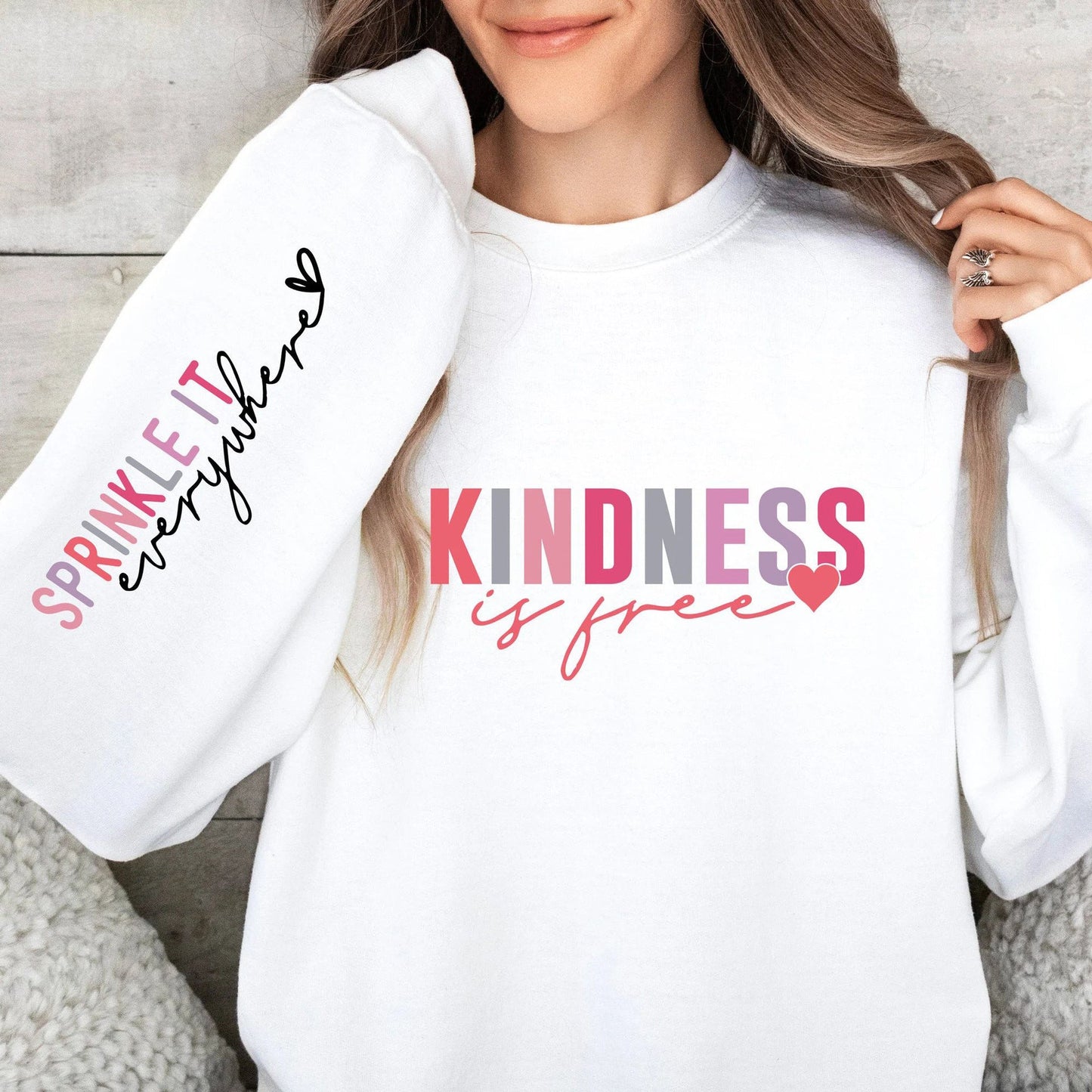 Damen Sweatshirt Inspirierender Schriftzug Gemütlich Grau Eveloria