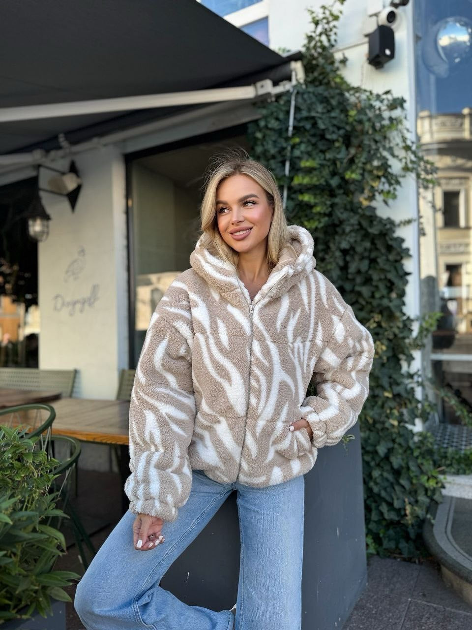 Damen Fleecejacke Kuschelig Muster Eveloria