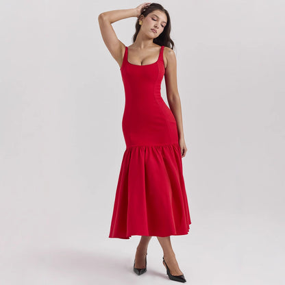Damen Maxikleid Schwingender Rock Figurbetonter Oberteil Eveloria