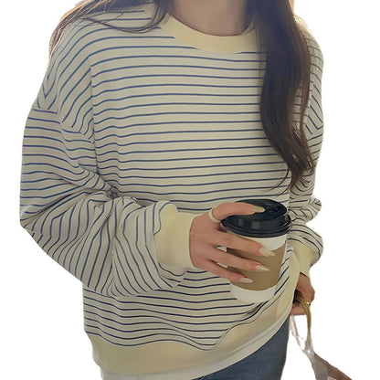 Damen Gestreifter Pullover Lässig Eveloria