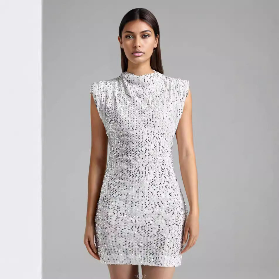 Damen Minikleid Glitzernd Pailletten
