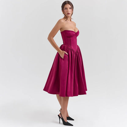 Damen Cocktailkleid Corsage-Oberteil Voluminöser Rock Eveloria