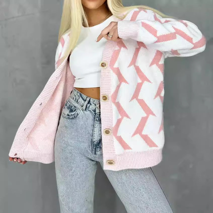 Damen Strickjacke Modernes Blitzenmuster Eveloria