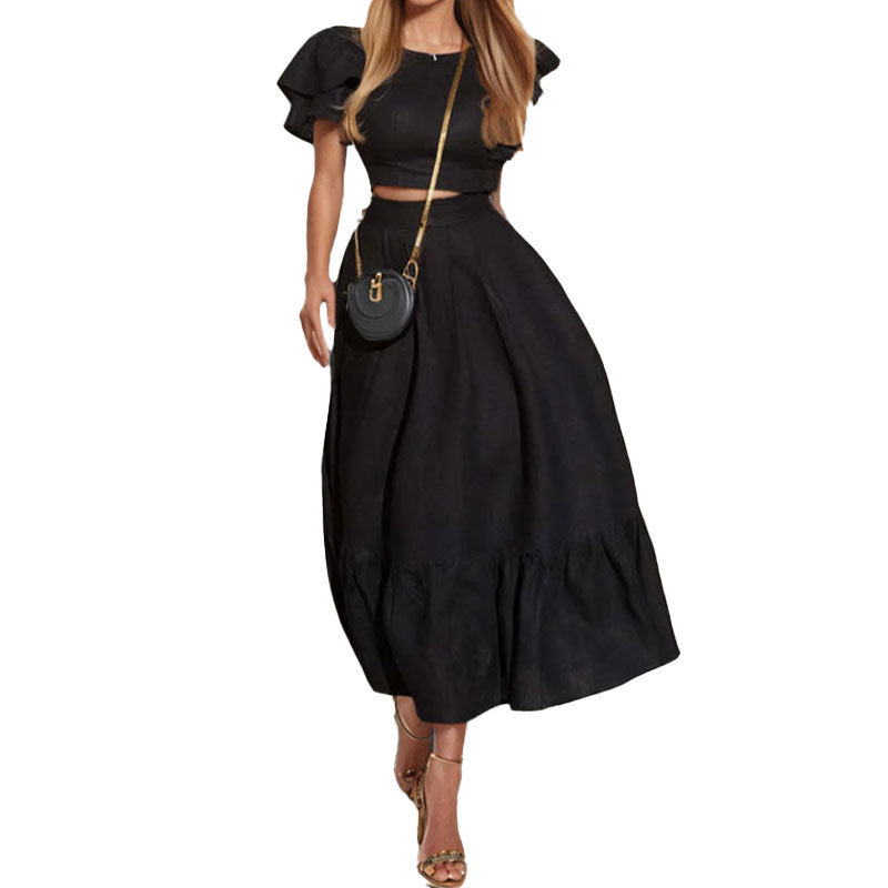 Damen Sage-Set Rüschensäume Eveloria Elegant