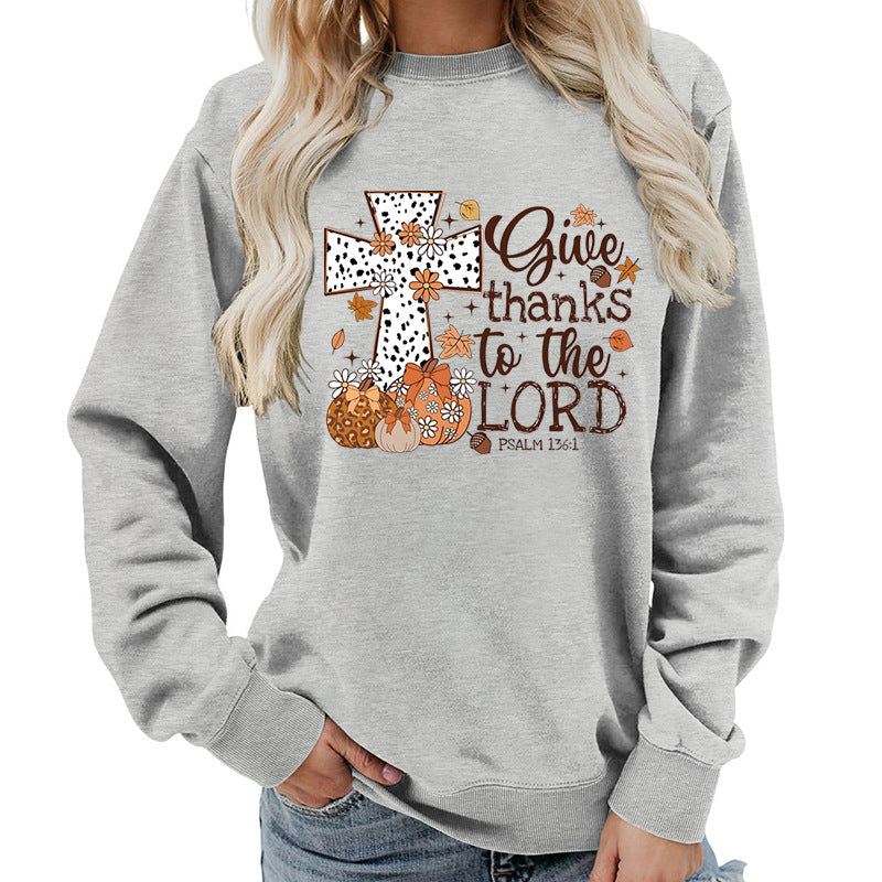 Damen Sweatshirt Kreuz-Aufdruck Herbstlich Braun Eveloria