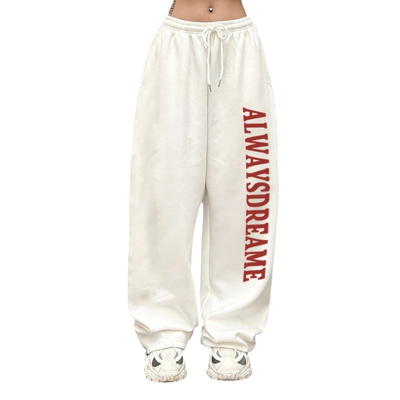 Damen Sweatpants Elastischer Bund Motivierender Schriftzug