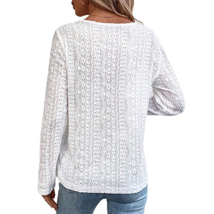Damen Langarmshirt Nostalgisches Knopfdetail Eveloria