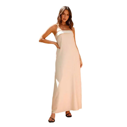 Damen Maxikleid Schlichtes Design Baumwolle Bequem