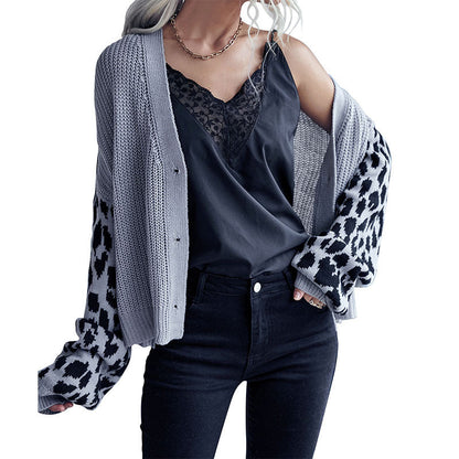 Damen Strickjacke Animalmuster Lässig Eveloria