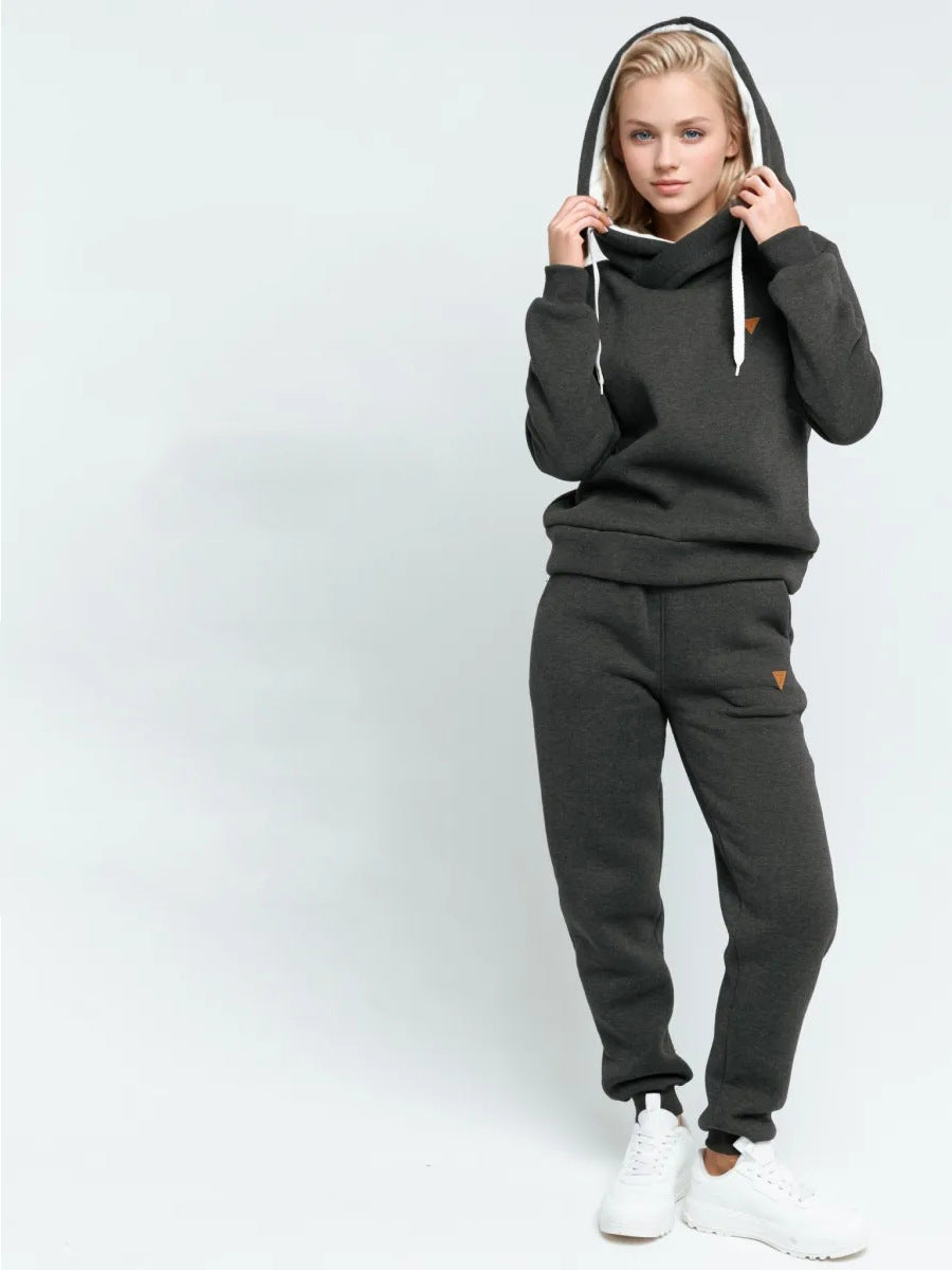 Damen Sport-Outfit Hoodie und Jogginghose Set Hochkragen