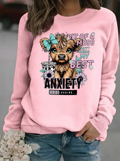 Damen Sweatshirt Hundedesign Weiss